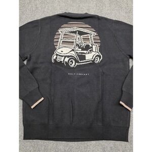 Macade Golf Black Cashmere Blend Intarsia Crewneck Men's Medium  Graphic